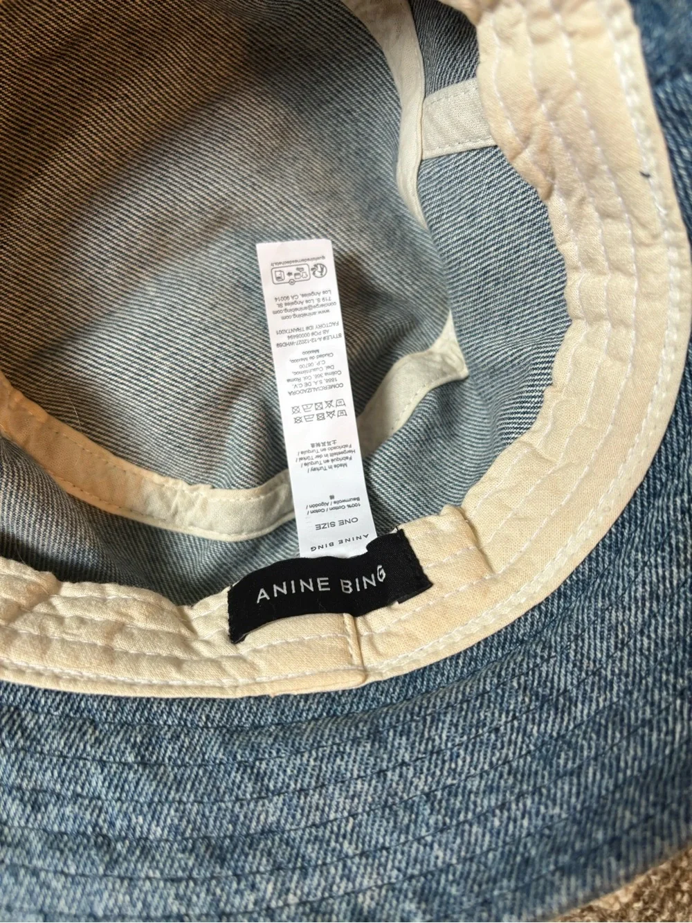 ANINE BING Denim Blue Logo Bucket Hat